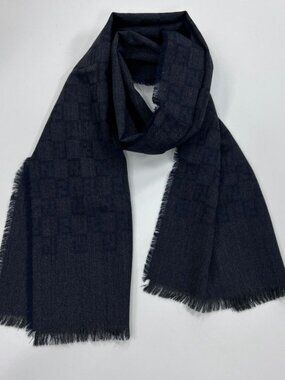 Fendi Scarf Navy Wool Vintage